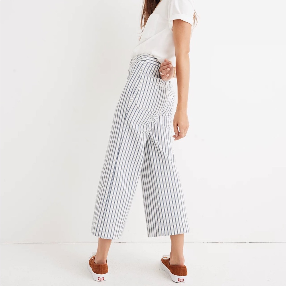 Madewell Emmett Wide-Leg Crop Pants in Stripe: Button-Front Edition size 29